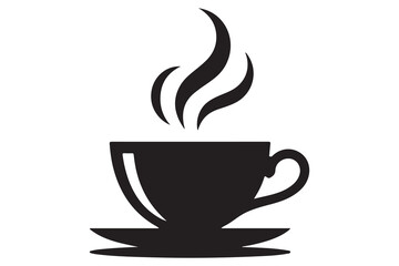 Coffee cup silhouette with steam hot drink vector illustration
