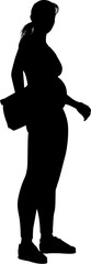 A skateboard woman or girl female skateboarder in silhouette.