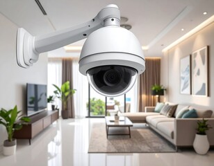 Modern security camera in a living room