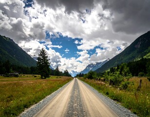 Naklejka premium Scenic mountain road through a valley