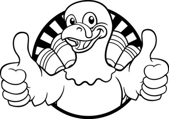 A turkey Thanksgiving cartoon bird Christmas mascot giving a thumbs up