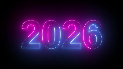 2026 happy new year 2026 animated neon text animation. new year neon 2026 . - Powered by Adobe