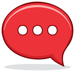 Fototapeta premium Red cartoon speech bubble with ellipsis dots, comic thought balloon icon illustration, message cloud with pending text, chat box symbol