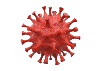 Red coronavirus isolated on transparent background in studio