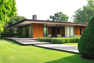 Contemporary modernist house isolated on transparent background