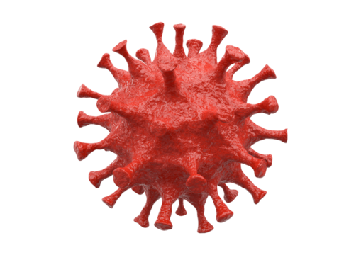 Red coronavirus isolated on transparent background in studio - Powered by Adobe