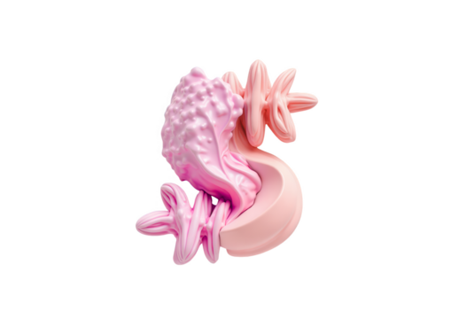 Pink abstract sculpture isolated on transparent background