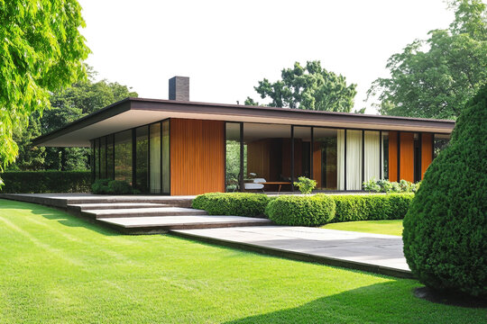 Contemporary modernist house isolated on transparent background
