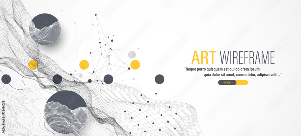 Wall mural the abstract wave is made in a frame style. template for science and technology presentation. vector