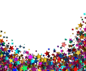 Colorful Star Confetti Border stars glitter isolated on a transparent background