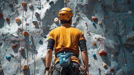 Climber facing rock wall (2)