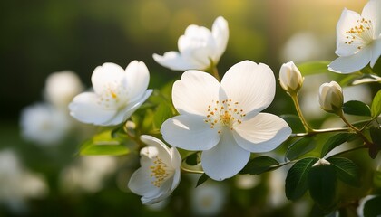 Obraz premium Delicate White Flowers Blossom Beautifully In A Serene Natural Setting