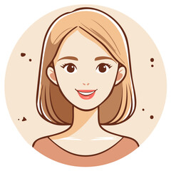 Smiling Young Woman With Short Blonde Hair in a Round Avatar Illustration