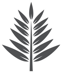 Fototapeta premium Leafy Frond Silhouette Gray Scale Design Element Plant Branch Nature Minimalist
