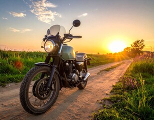 motorcycle in the sunset