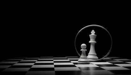 Chess inspiration motivational self reflection in a dark environment captured in a minimalist viewpoint
