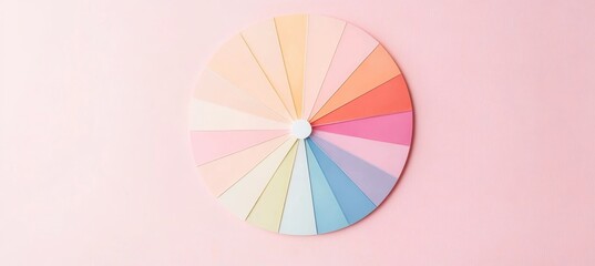 Obraz premium Pastel Color Wheel on Soft Pink Background Beautiful Swatches for Creative Design Inspirations