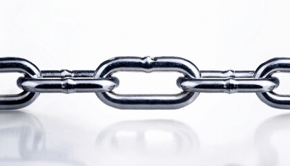 Obraz premium Closeup Of A Metallic Chain Link On A White Background