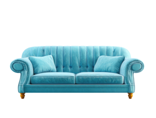 Light teal sofa with tufted back