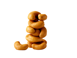 Cashew Stack: A precise capture of a stack of perfectly golden cashew nuts, isolated and ready to satisfy any culinary whim.