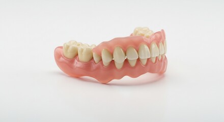 Obraz premium Dentier moderne et propre éclatant sur fond blanc lumineux pour des soins dentaires essentiels