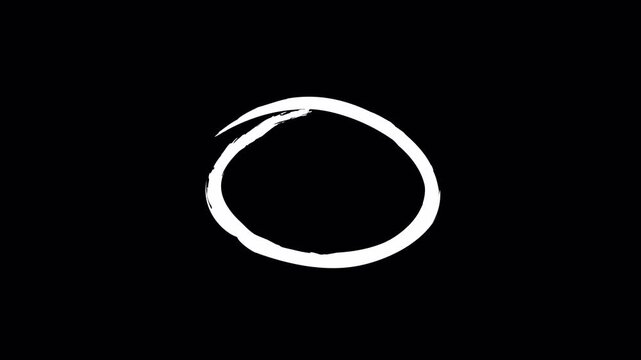 drawing circle brush. White Hand Drawn Circle Highlight Animation for marking, highlighter, and design elements. 4K Alpha channel