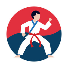 Fighters flat icons set with karate taekwondo and other martial arts sport