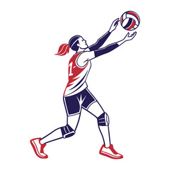 Volleyball silhouettes of players and equipment