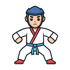 Fighters flat icons set with karate taekwondo and other martial arts sport