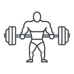 Bodybuilder holding barbell over his head icon a minimal body builder