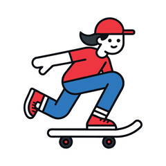 Skateboarding icon on white background simple vector illustration