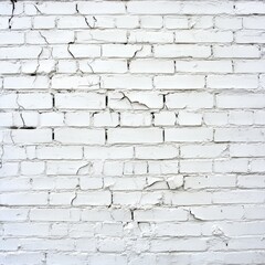 Obraz premium Cracked white paint over brick wall, weathered surface