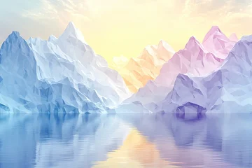 Wanddecoratie Reflectie Polygonal mountains reflected on serene, still water  © Salsabila