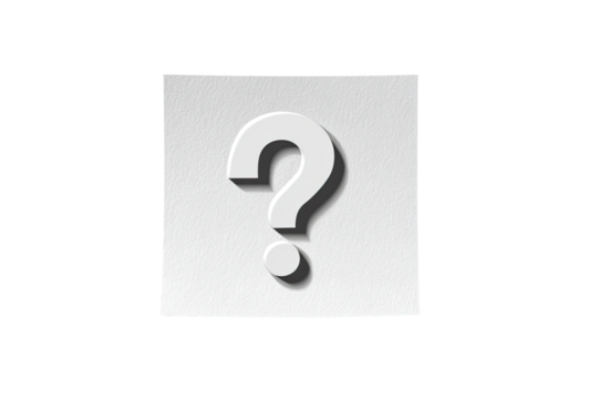 A white question mark on a white square