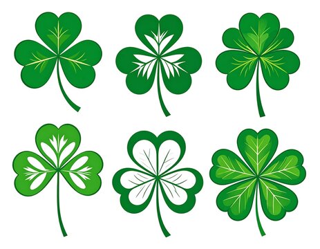 Six stylized shamrock designs