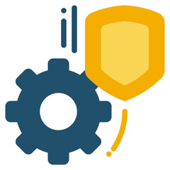 gear wheel shield protect system security flat style icon