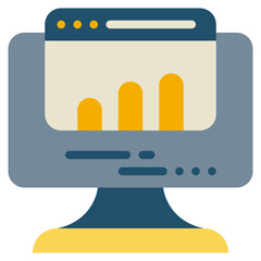 graph growth online cyber system flat style icon