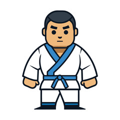 Fighters flat icons set with karate taekwondo and other martial arts sport