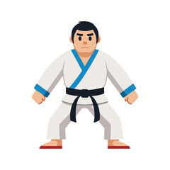 Fighters flat icons set with karate taekwondo and other martial arts sport