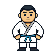 Fighters flat icons set with karate taekwondo and other martial arts sport