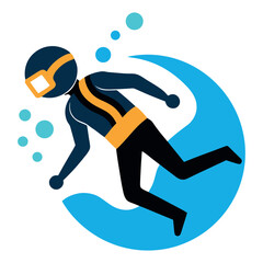 Scuba diving vector icon and illustration