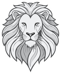 Fototapeta premium Majestic Lion Head Vector Graphic with Elaborate Mane in Monochrome Tones for Design and Branding Projects