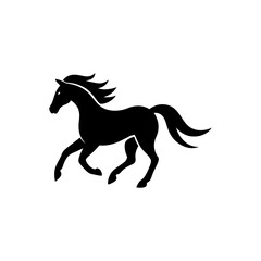 Obraz premium Silhouette of a running horse with flowing mane and tail in a dynamic pose design