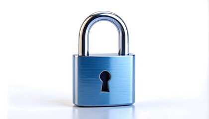 Fototapeta premium Shiny Blue Padlock Isolated on White Background Security with Protection Concept.