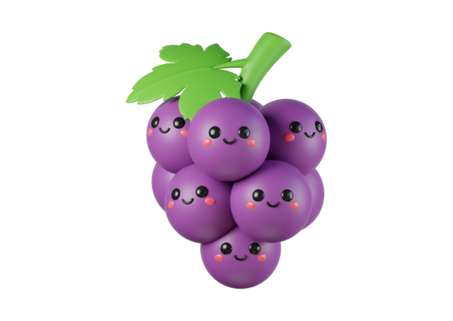 Cute grape bunch isolated on transparent background