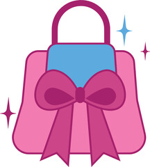 Charming pink handbag adorned with a vibrant bow and sparkling accents, perfect for fashion, gifting, and feminine branding needs