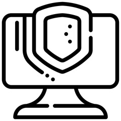 shield protect system security simple line icon