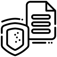 shield protection file document system simple line icon
