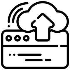 upload cloud database system program simple line icon