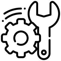 wrench repair wheel system setting maintenance simple line icon